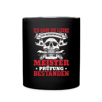 Lizenz Prüfung Meister Geschenkidee - Tasse einfarbig - Schwarz - Vorne
