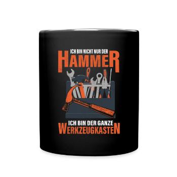 Hammer Werkzeugkasten Handwerker - Tasse einfarbig - Schwarz - Vorne