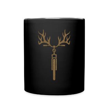 Fahrrad Hirsch - Tasse einfarbig - Schwarz - Vorne