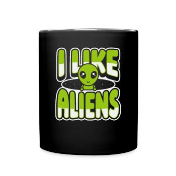 I Like Aliens Ufo Conspiracy Außerirdischer Alien - Full Colour Mug - black - Front