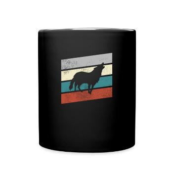 Wolf Retro - Tasse einfarbig - Schwarz - Vorne