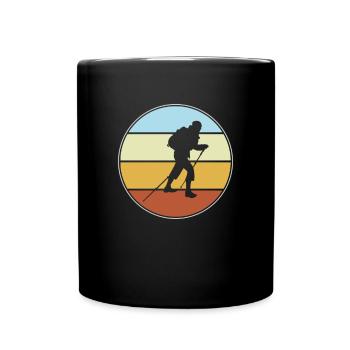 Wandern Retro - Tasse einfarbig - Schwarz - Vorne