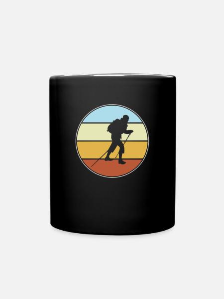 Wandern Retro - Tasse einfarbig - Schwarz