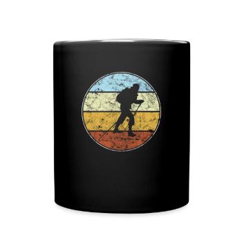 Wandern Retro - Tasse einfarbig - Schwarz - Vorne