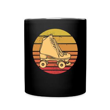 Rollschuhe Retro 70er 80er Rollerskating - Tasse einfarbig - Schwarz - Vorne