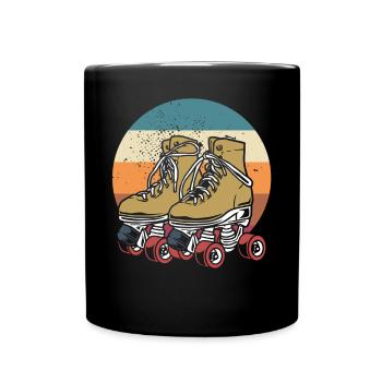 Rollschuhe Retro 70er 80er Rollerskating - Tasse einfarbig - Schwarz - Vorne