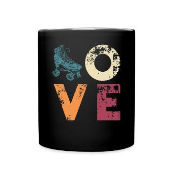 Retro Rollerskate Love - Roller Skating des années 70 - Mug uni - noir - Devant