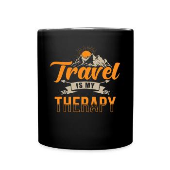 Travel Travel is my therapy - Full Colour Mug - black - Front