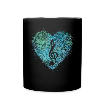 Treble clef, soprano, singer, violin, orchestra - Full Colour Mug - black - Front