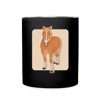 Haflinger Pferde Haffi Pferdebesitzer Geschenk - Tasse einfarbig - Schwarz - Vorne