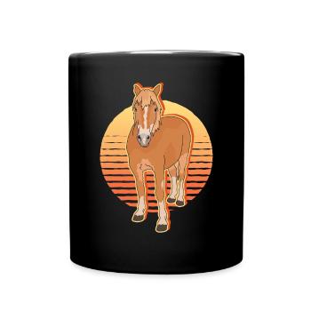 Haflinger Pferde | Haffi Pferdebesitzer Geschenk - Tasse einfarbig - Schwarz - Vorne