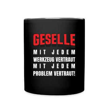 Gesellen Geselle Gesellenbrief Prüfung Handwerker - Tasse einfarbig - Schwarz - Vorne