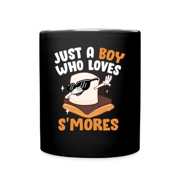 Men Dabbing Marshmallow Camper Just A Boy Who Love - Tasse einfarbig - Schwarz - Vorne