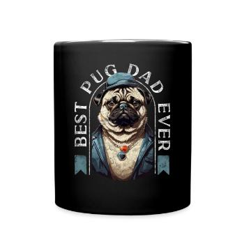 Best Pug Dad Ever Pugs Owner Vintage Pug Lovers - Mug uni - noir - Devant