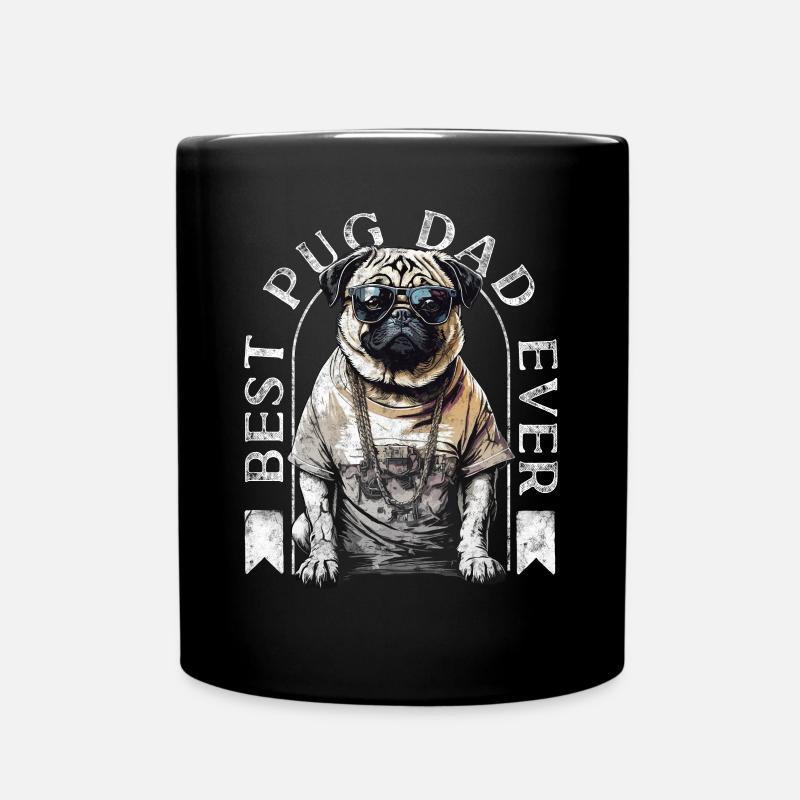 Best Pug Dad Ever Pugs Owner Vintage Pug Lovers - Mug uni - noir
