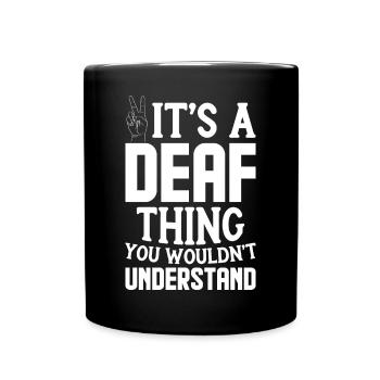 Deaf Pride ASL Gebärdensprache - Tasse einfarbig - Schwarz - Vorne