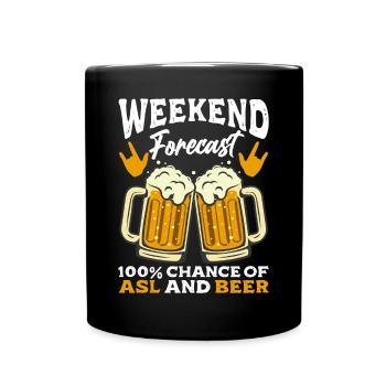 Deaf Pride ASL Gebärdensprache - Tasse einfarbig - Schwarz - Vorne