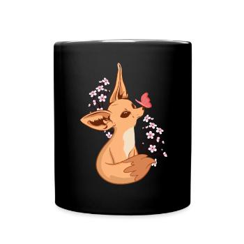 Fennek Fuchs Japanische Kirsche Fennek Füchse - Tasse einfarbig - Schwarz - Vorne