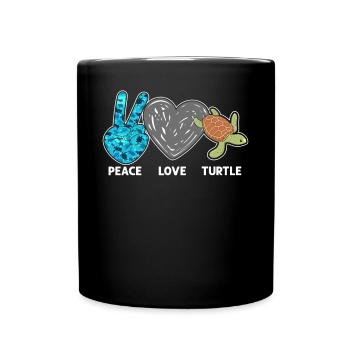 Sea Turtle Tortoise Peace Love - Tasse einfarbig - Schwarz - Vorne