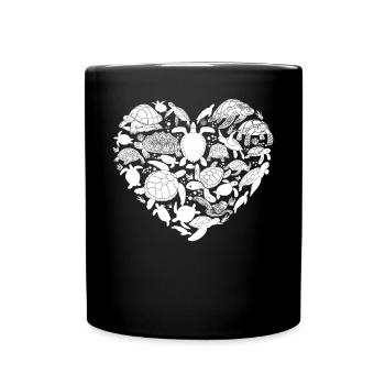 Sea Turtle Tortoise Heart - Tasse einfarbig - Schwarz - Vorne