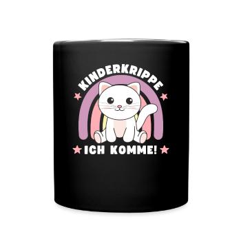 Kinderkrippe Ich Komme! Katze - Tasse einfarbig - Schwarz - Vorne