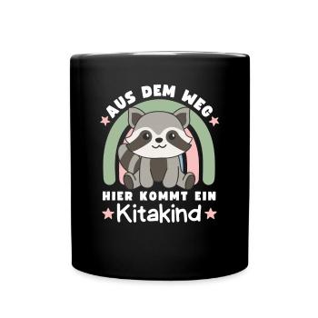 Aus Dem Weg Hier Kommt Ein Kitakind - Tasse einfarbig - Schwarz - Vorne