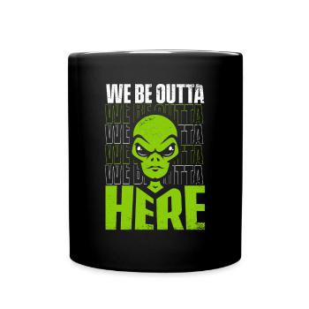 Nous sommes ici Conspiration extraterrestre OVNI - Mug uni - noir - Devant