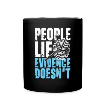 Lustiger Detekiv Spruch Lupe Spuren - Tasse einfarbig - Schwarz - Vorne