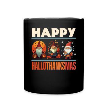 Garden Gnome Halloween Trick Or Treat Gardener - Full Colour Mug - black - Front