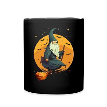 Garden Gnome Halloween Trick Or Treat Gardener - Full Colour Mug - black - Front