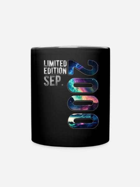 Jahrgang 2000 September Geburtstag Nordlichter - Tasse einfarbig - Schwarz