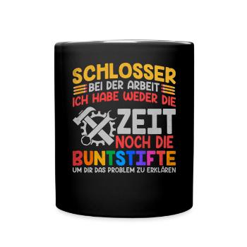 Schlosser bei der Arbeit Geschenkidee Schlosserei - Tasse einfarbig - Schwarz - Vorne