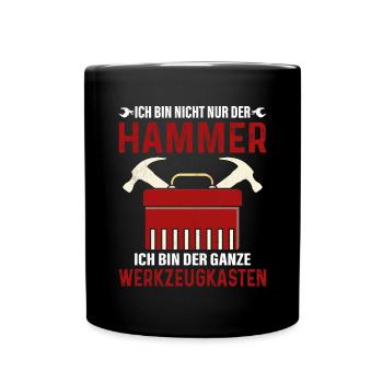 Hammer Werkzeugkasten Geschenkidee Handwerker - Tasse einfarbig - Schwarz - Vorne