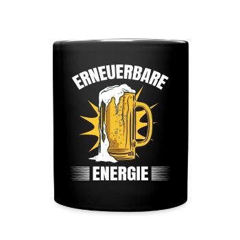 Lustige Bier Sprüche Erneuerbare Energie Umwelt - Tasse einfarbig - Schwarz - Vorne