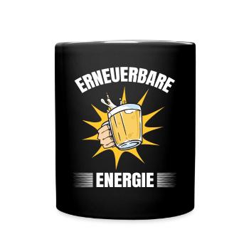 Lustiger Bier Spruch Erneuerbare Energie Klima - Tasse einfarbig - Schwarz - Vorne