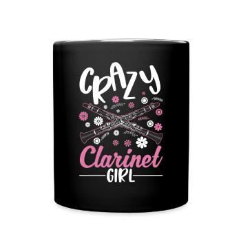 Clarinet Girl Klarinetten Mädchen Klarinettist - Tasse einfarbig - Schwarz - Vorne