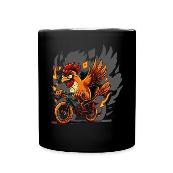 Chicken on bike - Full Colour Mug - black - Front