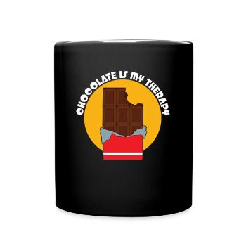 Schokolade Ist meine Therapie - Tasse einfarbig - Schwarz - Vorne