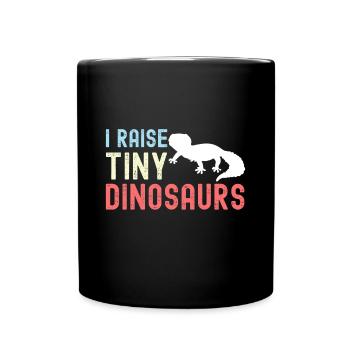 Ich ziehe winzige Dinosaurier auf lustiger Leopard Gecko Mama Papa - Tasse einfarbig - Schwarz - Vorne