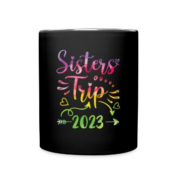 Tie-Dye Sister's Road Trip 2023, Cute Sisters Week - Full Colour Mug - black - Front