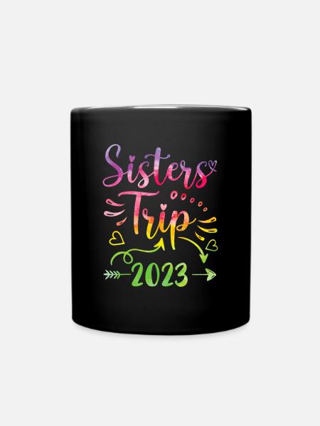 Tie-Dye Sister's Road Trip 2023, Cute Sisters Week - Full Colour Mug - black