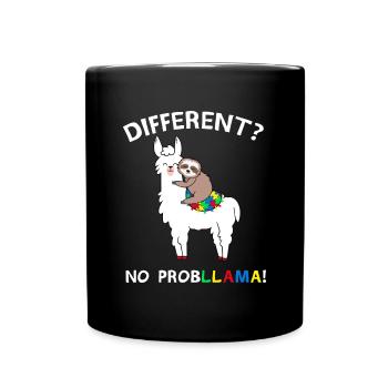 No Probllama Llama Sloth Puzzle Cool Autism Awaren - Full Colour Mug - black - Front