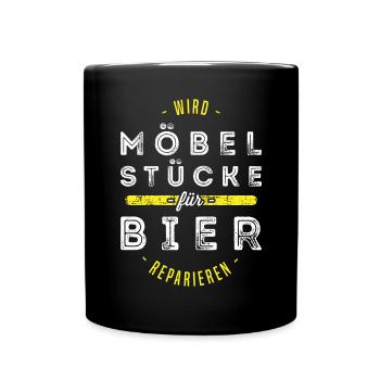 Möbeltischler Handwerker Bier Freundschaft Spruch - Tasse einfarbig - Schwarz - Vorne