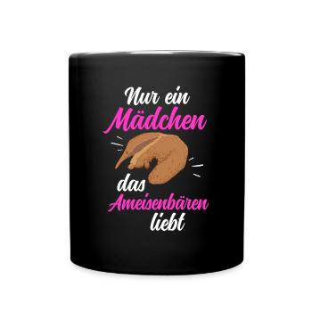 Mädchen das Ameisenbär liebt Ameisenfresser - Tasse einfarbig - Schwarz - Vorne