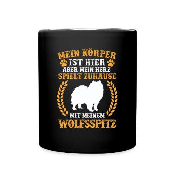 Spiele mit meinem Wolfsspitz Deutscher Keeshond - Tasse einfarbig - Schwarz - Vorne