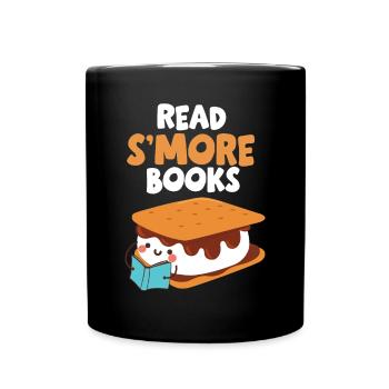 Marshmallow Camping Campfire Funny Read Smore Book - Full Colour Mug - black - Front
