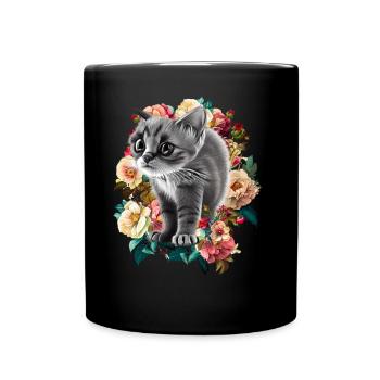 Katze - Tasse einfarbig - Schwarz - Vorne