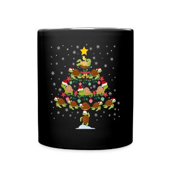 Sea Turtle Tortoise Christmas Tree - Full Colour Mug - black - Front