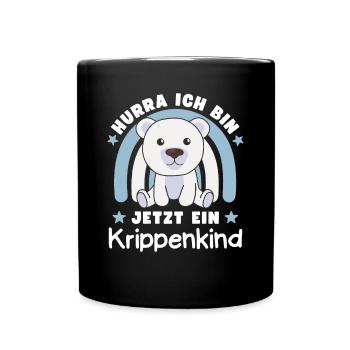 Hurra Ich Bin Jetzt Ein Krippenkind Eisbär - Tasse einfarbig - Schwarz - Vorne