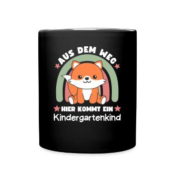 Aus Dem Weg Hier Kommt Ein Kindergartenkind Fuchs - Tasse einfarbig - Schwarz - Vorne